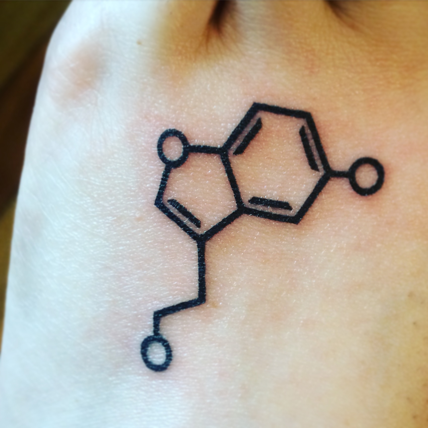Tattoo uploaded by Eryk Partyka • Arm Chemical Structural formula  Minimalist tattoo Serotonin NH HO NH2 Happiness hormone • Tattoodo